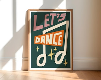 Let's Dance Art Print, Retro Kitchen Wall Decor
