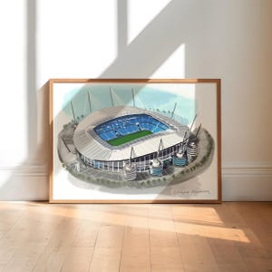 Etihad Stadium Art Print / Manchester City Poster / Football Art Print / Manchester City Fan Gift
