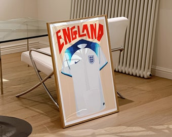 England Football Fan Gift / England Art Print / England Shirt Wall Art / World Cup 22 / Football Art Print / Football Gift