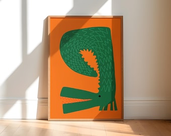 Colorful Crocodile Art Print, Jungle Nursery Decor