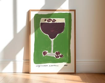 Espresso martini schilderij kunst print / handgeschilderde abstracte kunst print / keuken kunst print / espresso martini print / kleurrijke kunst print