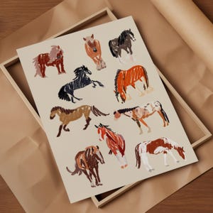 Horse Art Print / Horse Lover Gift / Animal Wall Art / Horse Drawing Art Print / Horse Riding Gift 画像 4