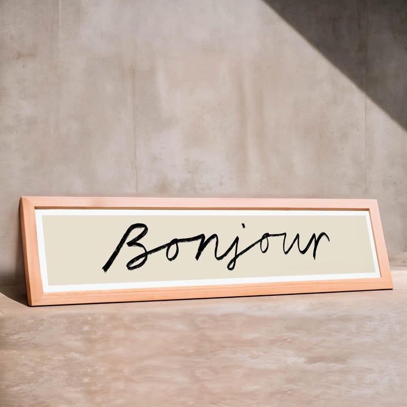 Bonjour Script Bonjour Panoramic Art Print / Hallway Print / Colourful Home Decor ...