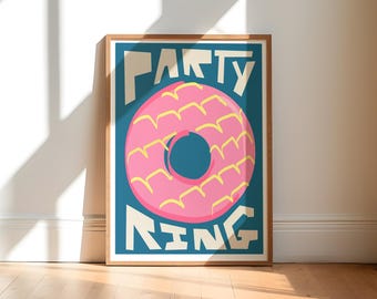 Party Ring Biscuit Art Print / Kitchen Wall Art / Art for Kitchen / Art for Dining Room / Retro Art Print / Large Art Print