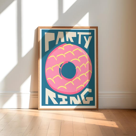 Party Ring Biscuit Art Print / Kitchen Wall Art / Art for Kitchen / Art for Dining Room / Retro Art Print / Large Art Print
