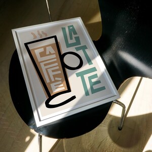 Coffee Latte Art Print, Retro Kitchen Decor image 4