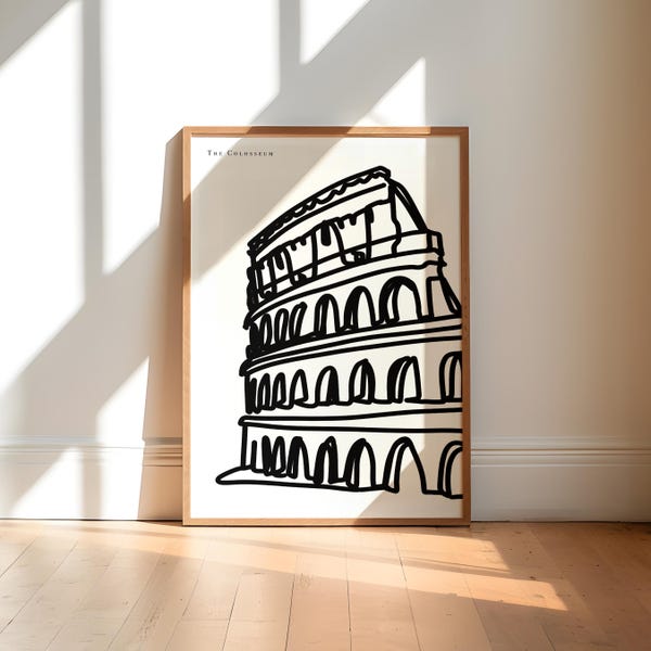 Rome Black and White Art Print / The Colosseum Wall Art / Travel Art / Rome Gift