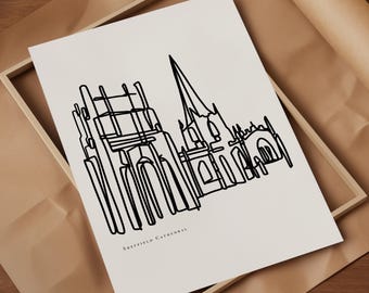 Sheffield Cathedral Art Print / Black and White Wall Art / Sheffield Poster / Sheffield Wall Decor / Graduation Gift