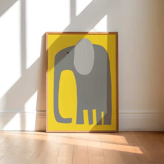 Elephant Art Print, Colourful Nursery Decor, Safari Animal Wall Art, Jungle Theme Poster for Kids Bedroom, Elephant Wall Decor