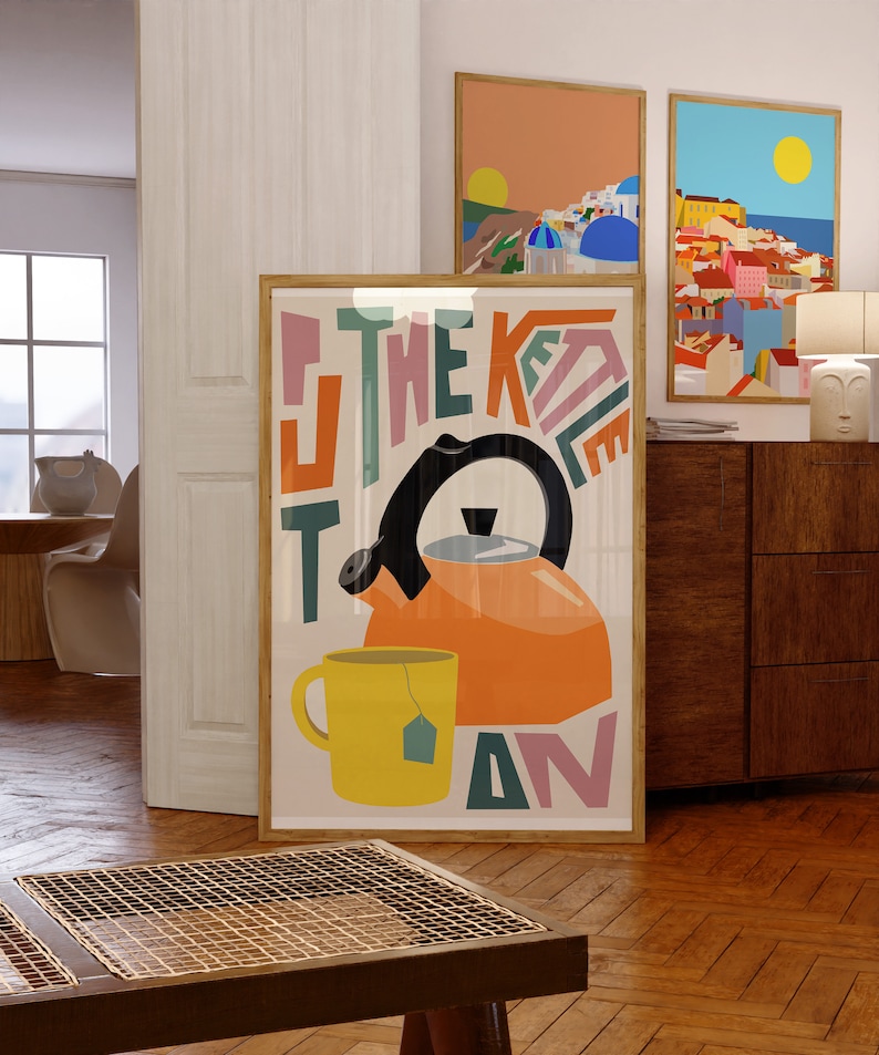 Put The Kettle On Art Print | Kitchen Wall Art | Retro Kitchen Decor | Tea Lover Gift | Colourful Typography Poster | New Home Gift UK image 7