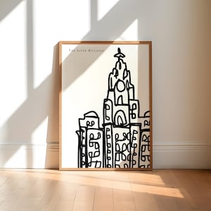 Liverpool Black and White Art Print / Liverpool Wall Art / Liver Building Art / Graduation Gift