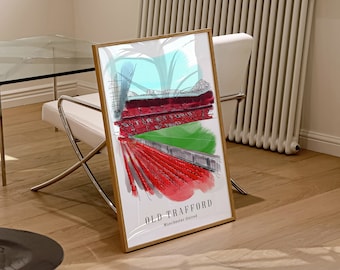 Manchester United Art Print / Old Trafford Wall Art / Football Art Print / Football Gift / A1, A2, A3, A4 or A5