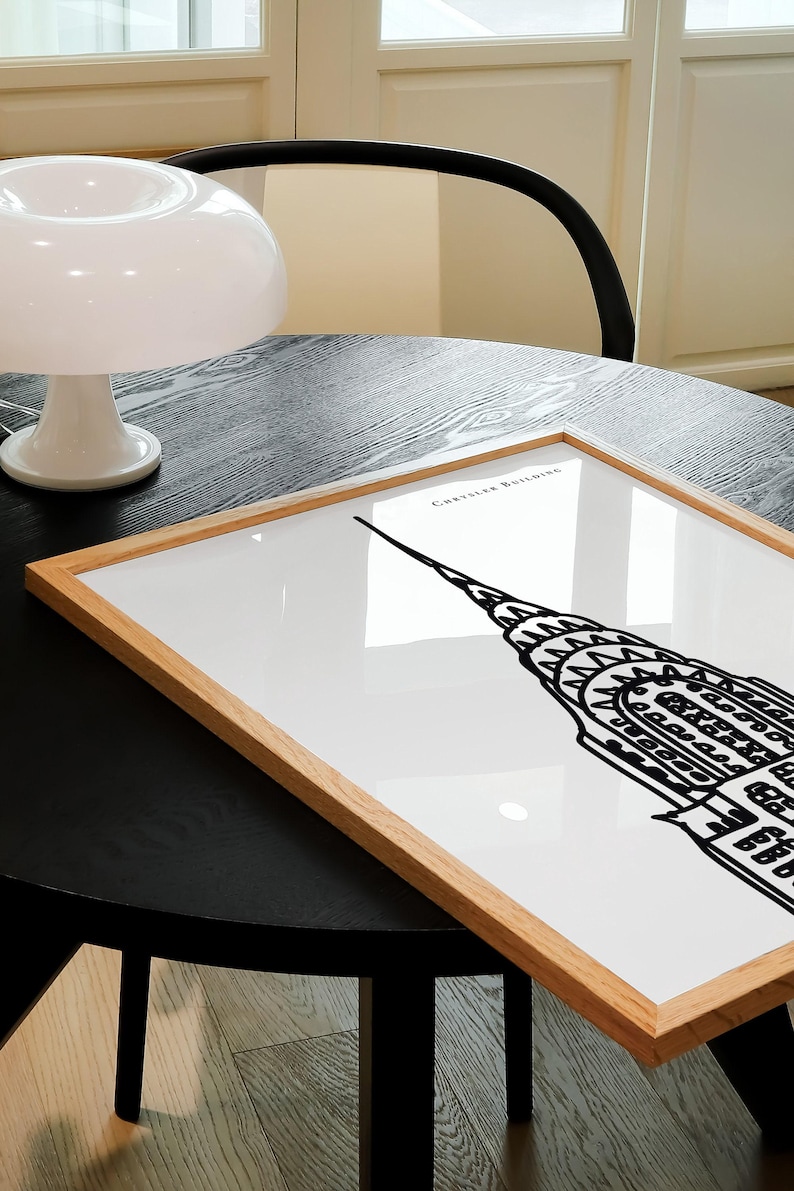 Chrysler Building Art Print: NYC Black & White Line Drawing image 8
