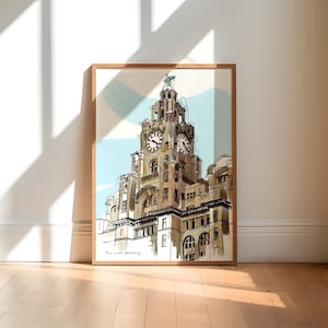Liverpool Art Print / Liverpool Wall Art / Liver Building Art / Travel Art Print / Unique Gift / Liverpool Print