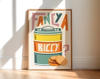 Retro Biscuit Art Print, Colorful Kitchen Wall Decor