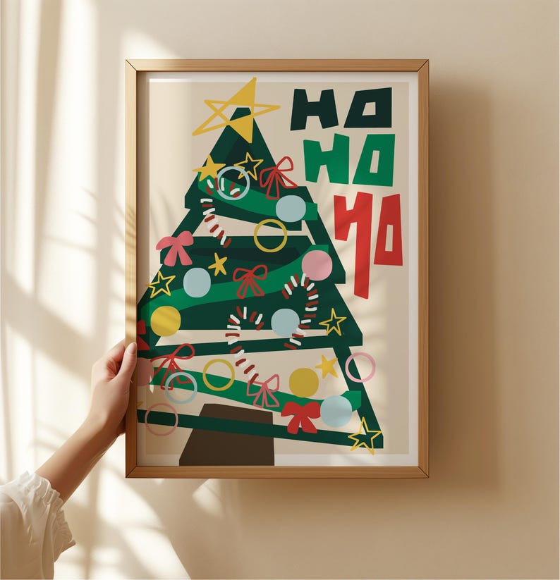 Christmas Tree Art Print, Colorful Festive Decor image 5
