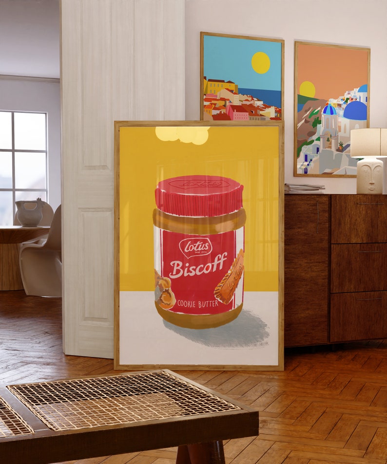 Biscoff Art Print / Kitchen Wall Art / Biscuit Art Print / Biscoff Gift / Retro Art Print / Kitchen Decor / Colourful House Decor 画像 2