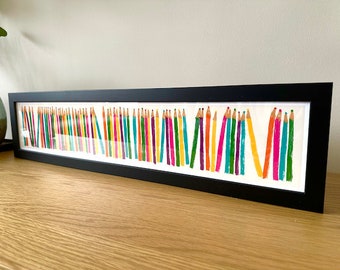 Pencils Panoramic Art Print / Colourful Office Print / Framed or Unframed / Children's Bedroom Print / 60 cm x 12 cm