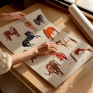 Horse Art Print / Horse Lover Gift / Animal Wall Art / Horse Drawing Art Print / Horse Riding Gift 画像 2