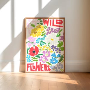 Stampa artistica di fiori selvatici, illustrazione botanica colorata, poster floreale moderno