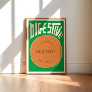 Spijsvertering koekje Art Print / kunst aan de muur keuken / Biscuit Art Print / Leuk cadeau / Retro Art Print / Decor van de keuken / Groene print