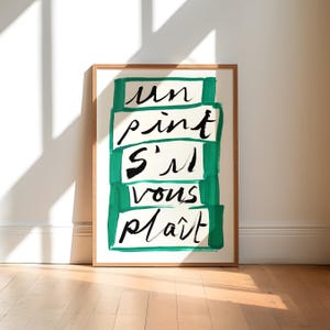 Un Pint S'il Vous Plait Wall Art / Green Art Print / Keuken Art Print / Alcohol Print / Funny Pint Art Print / Pub Print / Bar Decor
