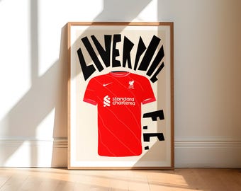 Liverpool Shirt Art Print, LFC Football Gift