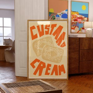 Custard Cream Biscuit Art Print, Retro Kitchen Decor image 6