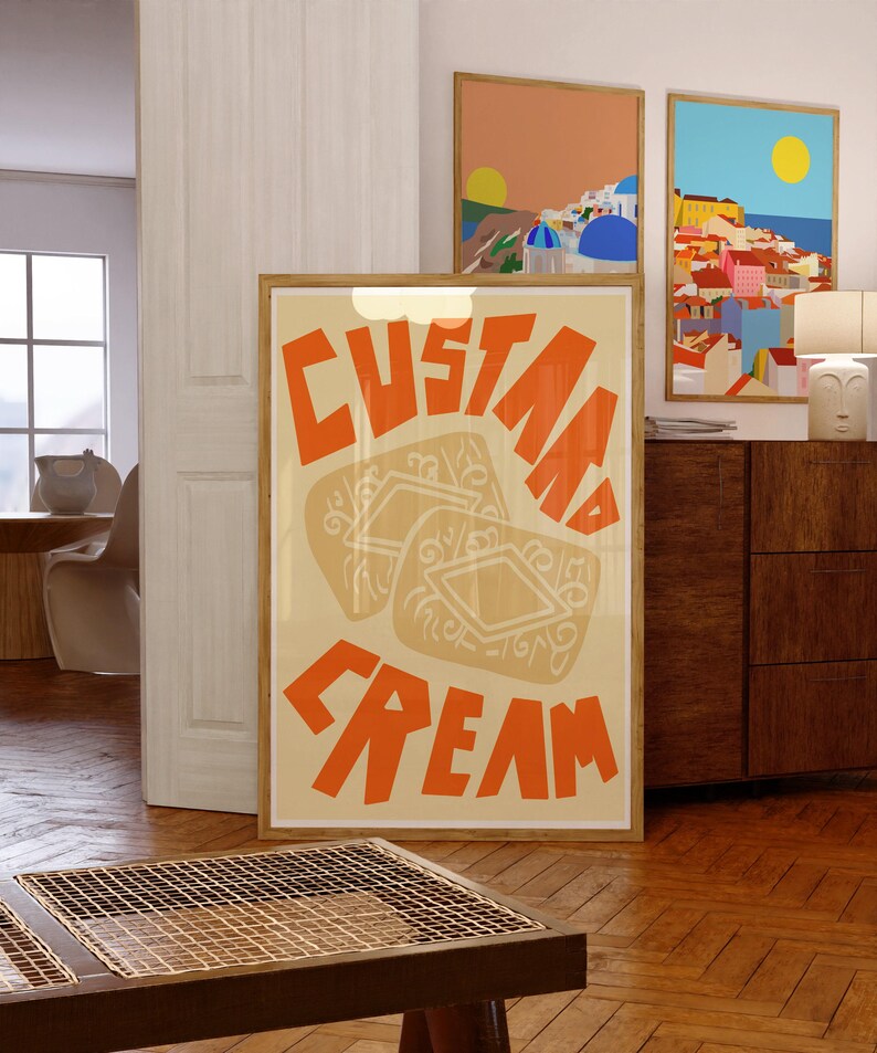 Custard Cream Biscuit Art Print, Retro Kitchen Decor image 6