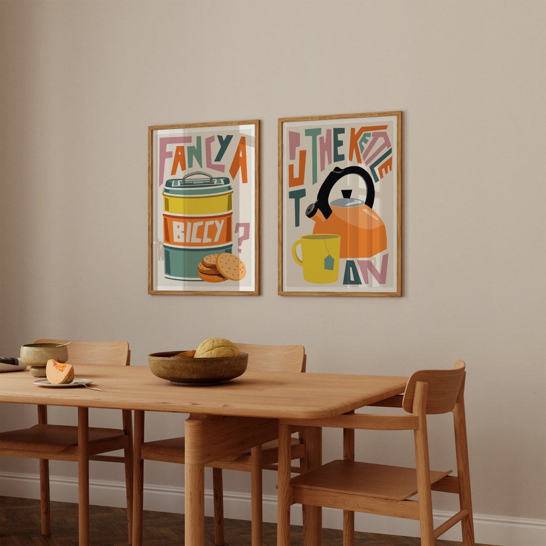 Tea and Biscuit Set of 2 Art Prints / Kitchen Wall Art / Art for