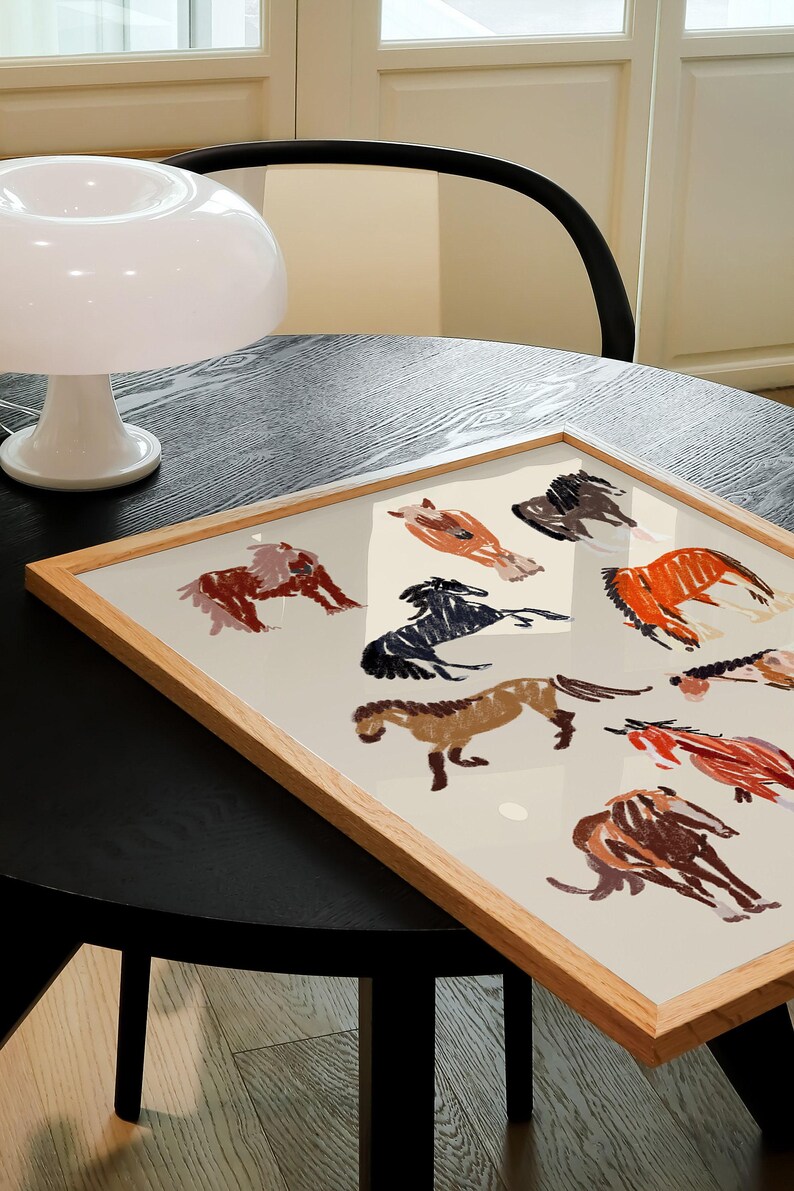 Horse Art Print / Horse Lover Gift / Animal Wall Art / Horse Drawing Art Print / Horse Riding Gift 画像 8