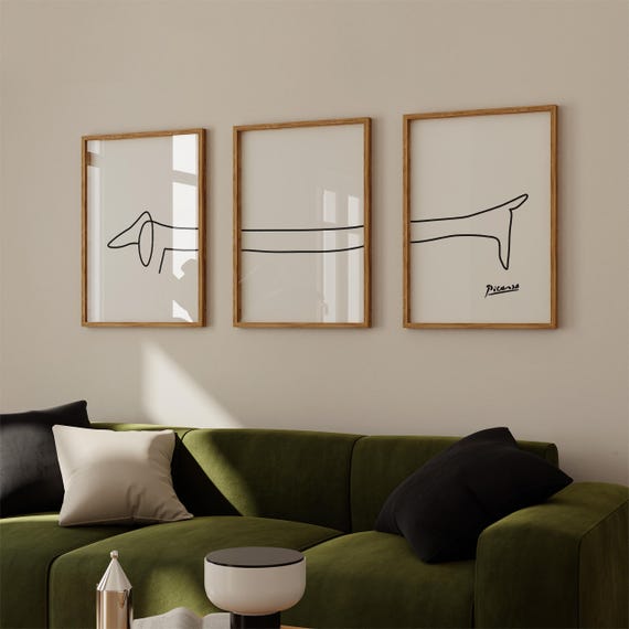 Sausage Dog Picasso Art Print Set / Set of 3 Art Prints / Dachshund Dog Drawing / Dog Lover Gift / Sausage Dog Drawing