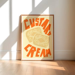 Custard Cream Art Print / Kitchen Wall Art / Biscuit Art Print / Fun Gift / Retro Art Print / Kitchen Decor