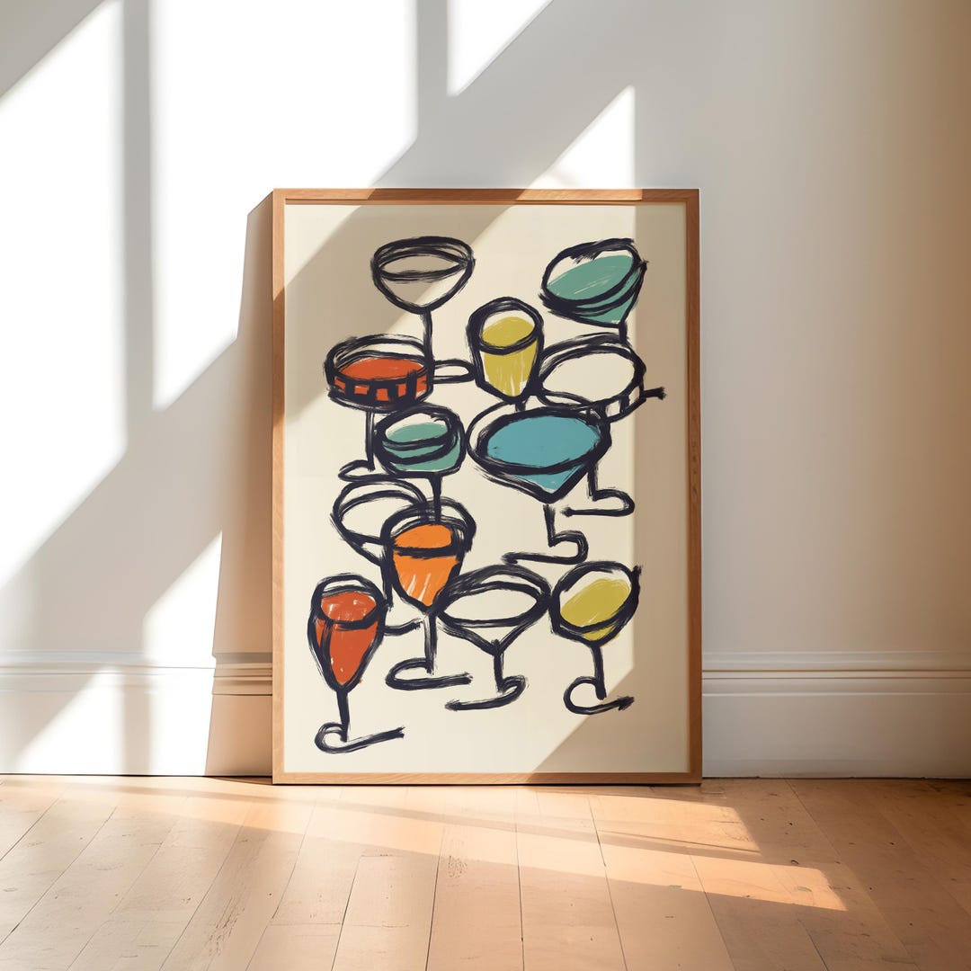 printable kitchen prints wall art, set of 6, hand... Cocktail Art Print / Kitchen Wall Art / Art for Kitchen / Art for ...