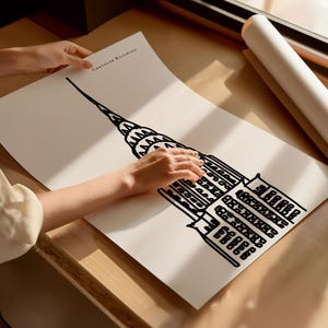 Chrysler Building Art Print: NYC Black & White Line Drawing image 3
