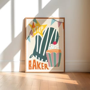 Star Baker Art Print / Kitchen Wall Art / Art for Kitchen / Great British Bake Off / Art for Dining Room / Retro Art Print / GBBO