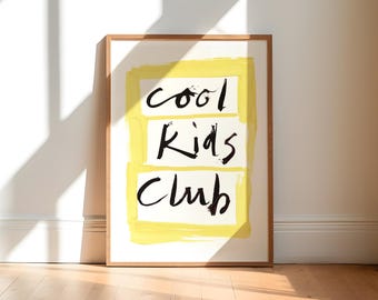 Coole kinderclub print / kinderkamer kunstprint / kunst aan de muur kinderen / kunst voor kinderkamer / slaapkamer galerij muur / kinderkamer kunst print