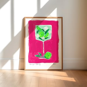 Hugo Spritz Painting Art Print / Hand Painted Abstract Art Print / Kitchen Art Print / Hugo Spritz Print / Cocktail Art Print