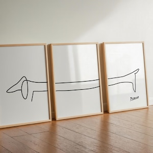 Sausage Dog Picasso Art Print Set / Set of 3 Art Prints / Dachshund Dog Drawing / Dog Lover Gift / Sausage Dog Drawing image 5