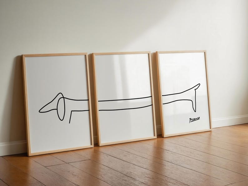 Sausage Dog Picasso Art Print Set / Set of 3 Art Prints / Dachshund Dog Drawing / Dog Lover Gift / Sausage Dog Drawing image 5