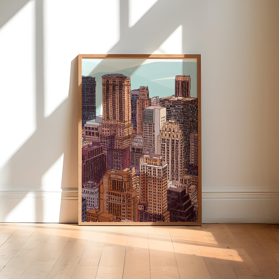 NYC Skyline Art Print, New York City Wall Decor - Etsy