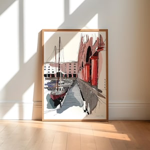 Liverpool Art Print / Liverpool Wall Art / Albert Dock Art / Liverpool City tekening / Liverpool schilderij