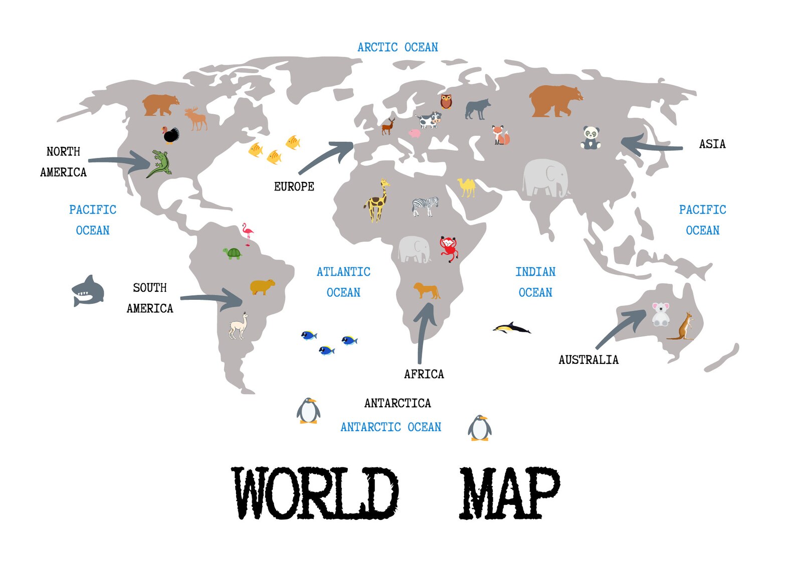 a4 printable kids world map kids map world map