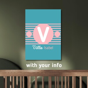 Impresión personalizada con nombre de bebé - Póster A3 imprimible con nombre de bebé - Impresión artística de guardería moderna de mediados de siglo - Arte de niña - Arte moderno de mediados de siglo