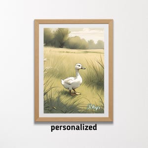 Arte de patito imprimible personalizado - Arte de póster de patito A3 - Arte para habitación de niños pequeños - Arte para bebés - Impresión digital para habitación de niños con patos - Arte vertical