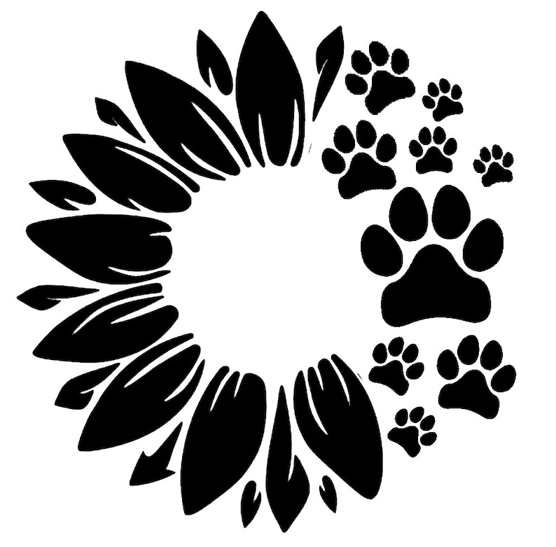 Download Sunflower Paw Print Decal Digital Download png file for | Etsy