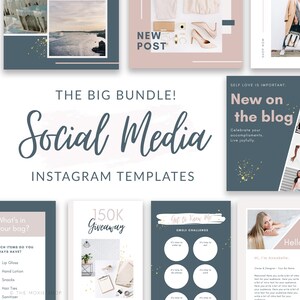 30 Instagram Post Templates for Canva - Instagram Story Templates - Instagram Highlight Icons - Canva Templates for Social Media