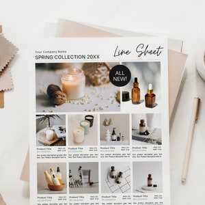 Printable Line Sheet, Wholesale Line Sheet, Wholesale Catalogue, Line sheet template for Canva - retail line sheet instant download