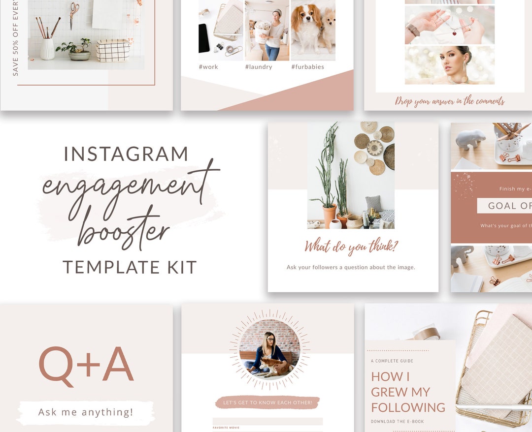 Blush Instagram Post Templates for Canva: Social Media Engagement ...