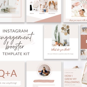 Instagram Engagement Booster Templates for Canva  - Social Media Templates for Canva - Canva Template Bundle for Instagram or Facebook